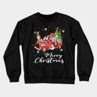 German Shepherd Riding Red Truck Merry Christmas Dog Lover Crewneck Sweatshirt